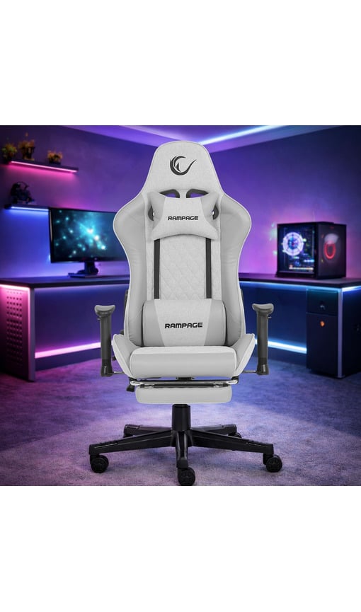RAMPAGE KL-R27 Elemental Ayak Dayama Yerli Terletmez Kumaş Gri / Karbon Gaming Oyuncu Koltuğu Gri