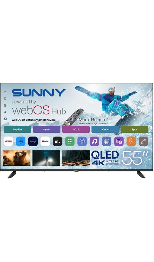 SUNNY SN55QUPRL-W02 Smart webOS 2.0S Sihirli Kumandalı 55 inç 139 cm 4K UHD QLED TV