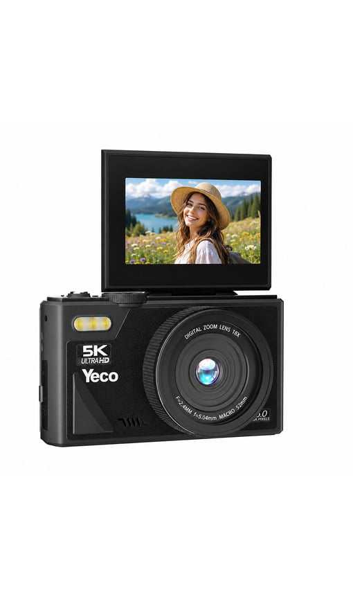YECO 5K Dijital Kamera 75MP, 18X Zoom, Flaşlı, Retro Tasarım MP4 Video Vlog Kamera