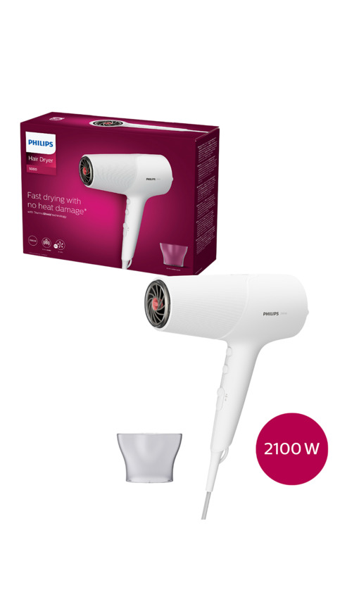 PHILIPS BHD500/10 İyonik Bakım, 3 Isı ve 2 Hız Ayarı, 2100W Saç Kurutma Makinesi 